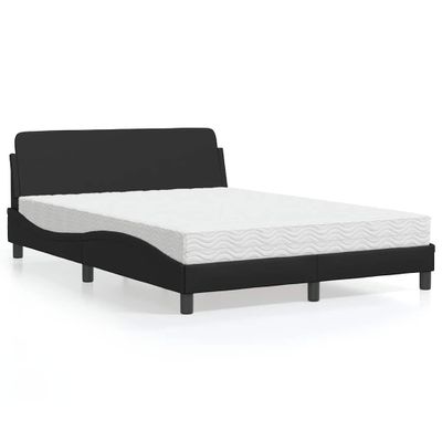 vidaXL Posteľ s matracom Dover čierna 140x190 cm umelá koža