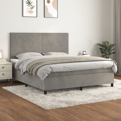 vidaXL Posteľný rám boxsping s matracom bledosivý 160x200 cm zamat