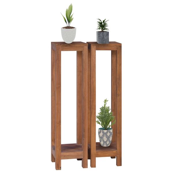 vidaXL Podstavce pod kvetináče 2 ks 25x25x100 cm tíkový masív