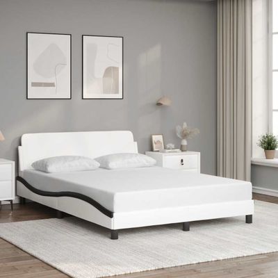 vidaXL Rám postele Dover bielo-čierny 140x190 cm umelá koža