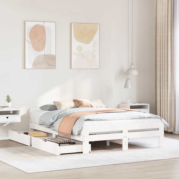 vidaXL Posteľ bez matraca biela 140x190 cm masívna borovica