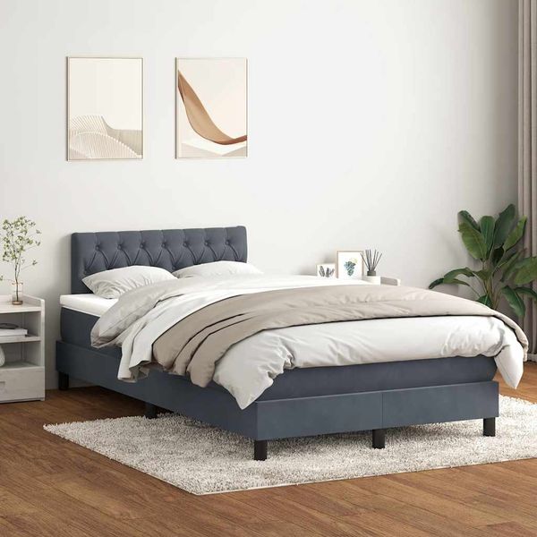 vidaXL Posteľný rám boxspring s matracom tmavosivý 120x220 cm zamat