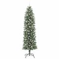 vidaXL Umelý chudý vianočný strom Zelená a biela 240 cm