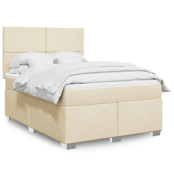 vidaXL Boxspring posteľ s matracom krémový 140x190 cm látka