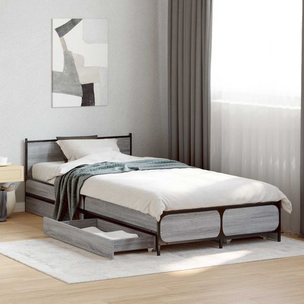 vidaXL Rám postele s čelom Sivý Sonoma 80 x 200 cm Kompozitné drevo