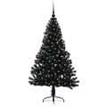 vidaXL Umelý predsvietený vianočný stromček Čierna 150 cm PVC