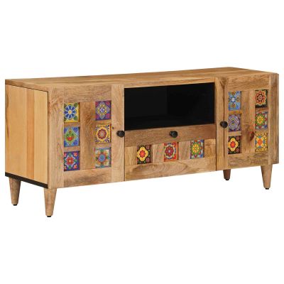 vidaXL TV skrinka Prírodná 105 x 33,5 x 46 cm Masívne mango drevo