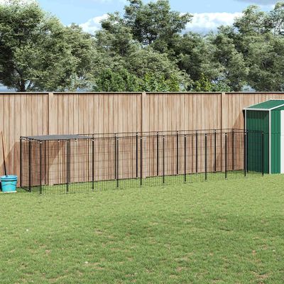 vidaXL Koterec pre psy čierny 6,05 m² oceľ