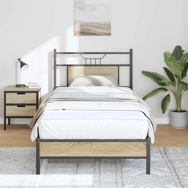 vidaXL Posteľný rám bez matraca dub sonoma 90x190 cm kompozitné drevo