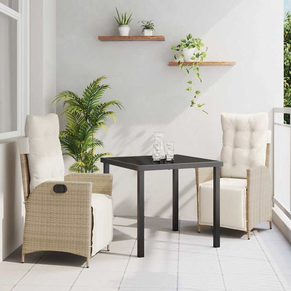 vidaXL Záhradný jedálenský set s vankúšom 3 pcs Béžová polyratan