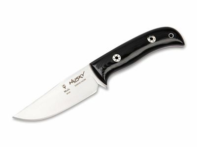 Muela HUSKY-11M.E outdoorový nôž 11 cm, čierna, lesklá Micarta, kožené puzdro, darčeková krabička
