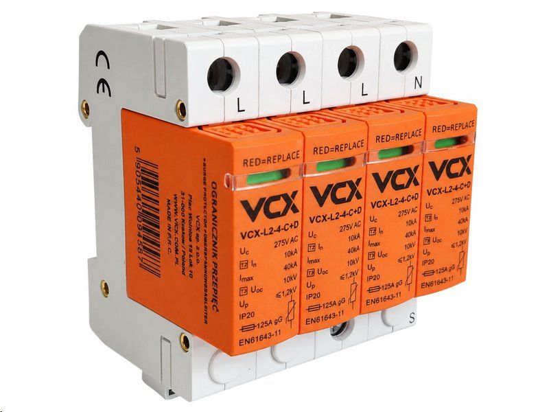 Přepěťová ochrana VCX L2-4-C+D AC třída T2T3 (C+D) 4P 40kA