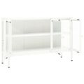 vidaXL Komoda biela 105x35x70 cm oceľ a sklo