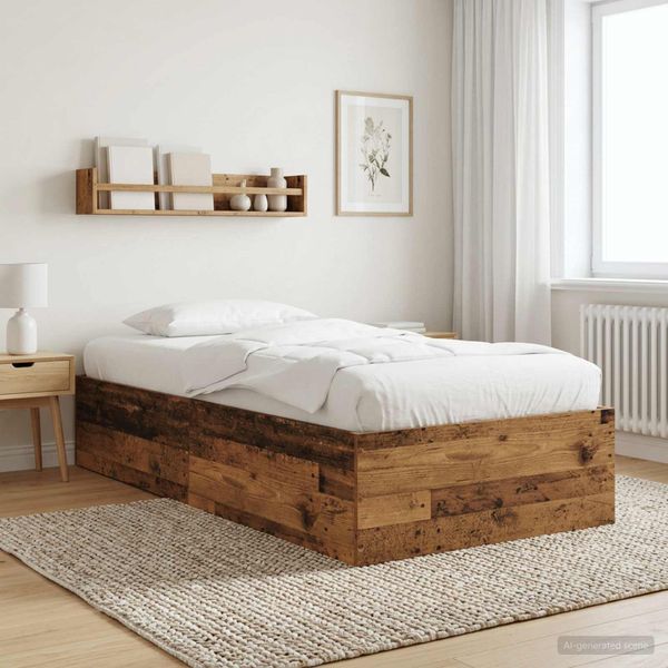vidaXL Rám postele na podlahe Staré drevo 80 x 200 cm Kompozitné drevo