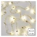 LED vianočná reťaz zlatá – hviezdičky, 1,9 m, 2x AA, vnútorný, teplá biela, časovač
