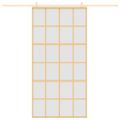 vidaXL Posuvné dvere zlaté 102,5x205 cm matné ESG sklo a hliník