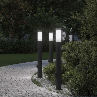 vidaXL Stĺpikové svetlá so zásuvkou 3 ks 80 cm nehrdzavejúca oceľ IP44