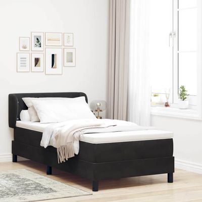 vidaXL Posteľ s pružinovým rámom Čierna 90 x 190 cm Zamat
