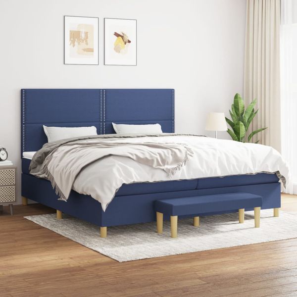 vidaXL Boxspring posteľ s matracom modrá 200x200 cm látka