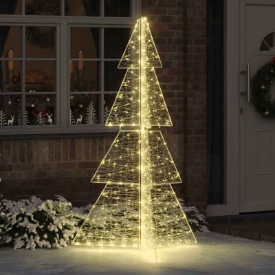 vidaXL Vianočný stromček s 240 LED-i Teplá biela 180 cm Akryl