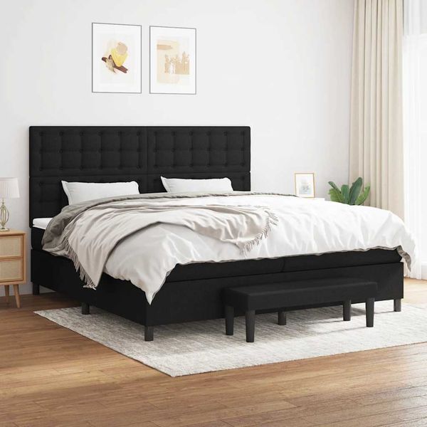 vidaXL Boxspring posteľ s matracom čierna 200x200 cm látka