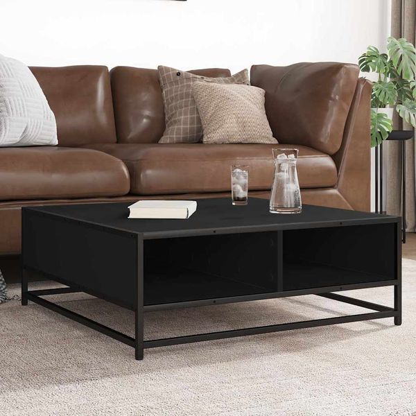 vidaXL Konferenčný stolík čierny 80x80x30 cm kompozitné drevo a kov