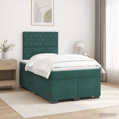 vidaXL Posteľ boxspring s matracom Tmavozelená 120 x 200 cm Zamat
