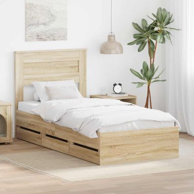 vidaXL Rám postele Sonoma dub 100 x 200 cm Inžinierske drevo