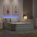 vidaXL LED úložná posteľ s matracom Svetlosivá 140 x 200 cm Zamat