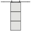 vidaXL Posuvné dvere s kovaním čierne 76x205 cm tvrdené sklo