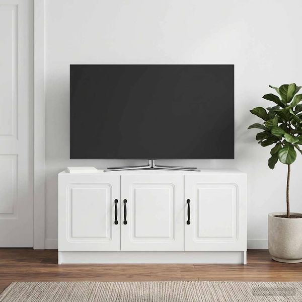 vidaXL TV skrinka Biela s vysokým leskom 99 x 34,5 x 47 cm