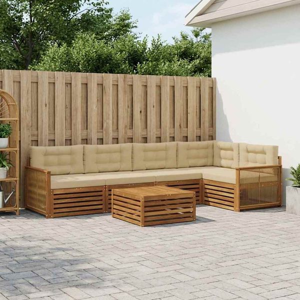 vidaXL Záhradná súprava gaučov s vankúšom 6 pcs Prírodná a béžová