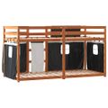 vidaXL Poschodová posteľ závesy bielo-čierna 75x190cm masívna borovica