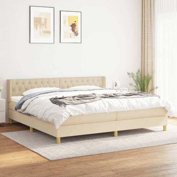 vidaXL Boxspring posteľ s matracom krémová 200x200 cm látka