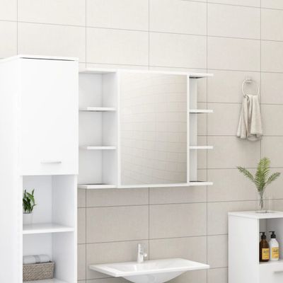 vidaXL Skrinka so zrkadlom, biela 80x20,5x64 cm, spracované drevo