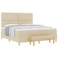 vidaXL Posteľ s pružinovým rámom s vankúšom Krémová 200 x 180 cm látka
