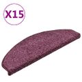 vidaXL Schodové rohože 15 ks 65x21x4 cm tmavo fialové polkruhové veľké