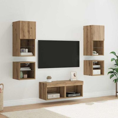 vidaXL TV nástenne jednotky 8 pcs Remeselný dub Kompozitné drevo