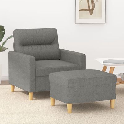 vidaXL Kreslo s podnožkou tmavosivé 60 cm látkové