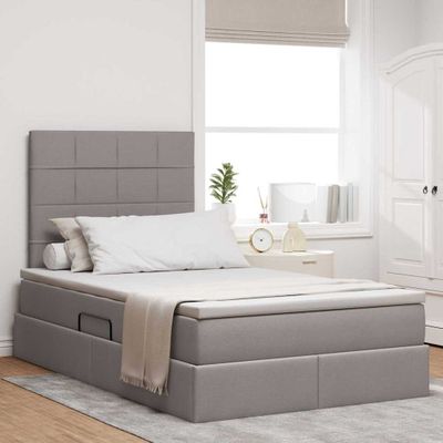 vidaXL Postel s úložným prostorem a matrací Sivohnedá 120 x 200 cm