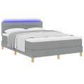 vidaXL LED box s pružinami s LED pásikmi Svetlosivá 140 x 200 cm látka