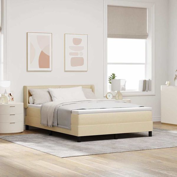 vidaXL Posteľ s pružinovým rámom Krémová 200 x 140 cm látka