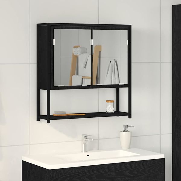 vidaXL Zrkadlová skrinka Čierny dub 60 x 16 x 60 cm Kompozitné drevo