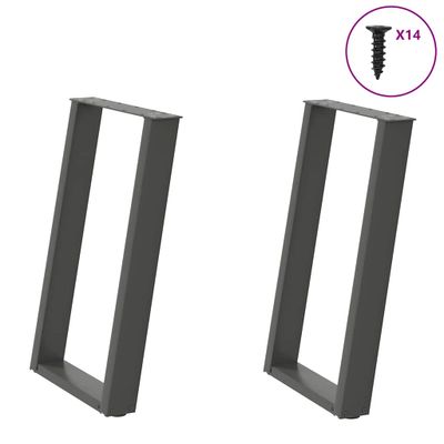 vidaXL Nohy k jedálenskému stolu v tvare U, 2 ks, antracitové, 60 x (72-73) cm, oceľ