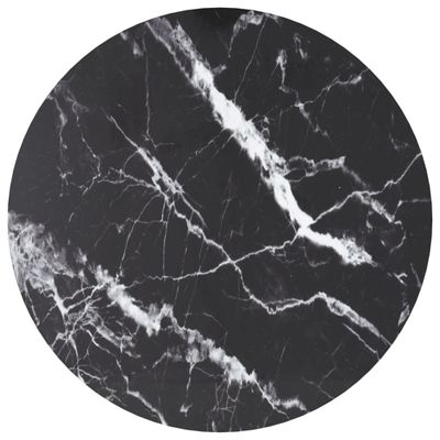 vidaXL Stolová doska, čierna Ø60x0,8 cm tvrdené sklo, mramorový dizajn
