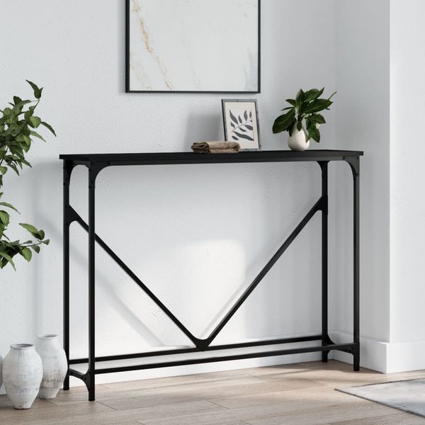 vidaXL Konzolový stolík čierny 102x22,5x75 cm kompozitné drevo
