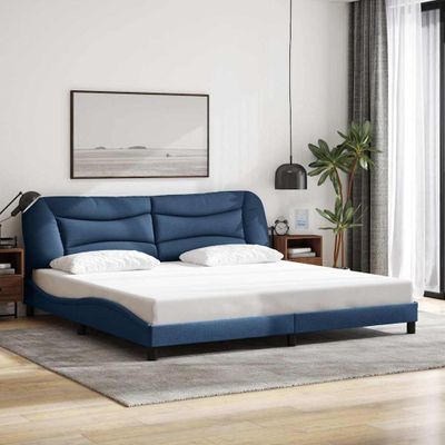 vidaXL Rám postele bez matraca Hvar modrá 200x200 cm látka