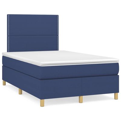 vidaXL Boxspring posteľ s matracom a LED modrá 120x190 cm látka