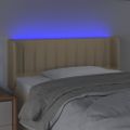 vidaXL Čelo postele s LED krémové 93x16x78/88 cm látka
