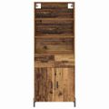 vidaXL Highboard Staré drevo 69,5 x 32,5 x 180 cm Kompozitné drevo
